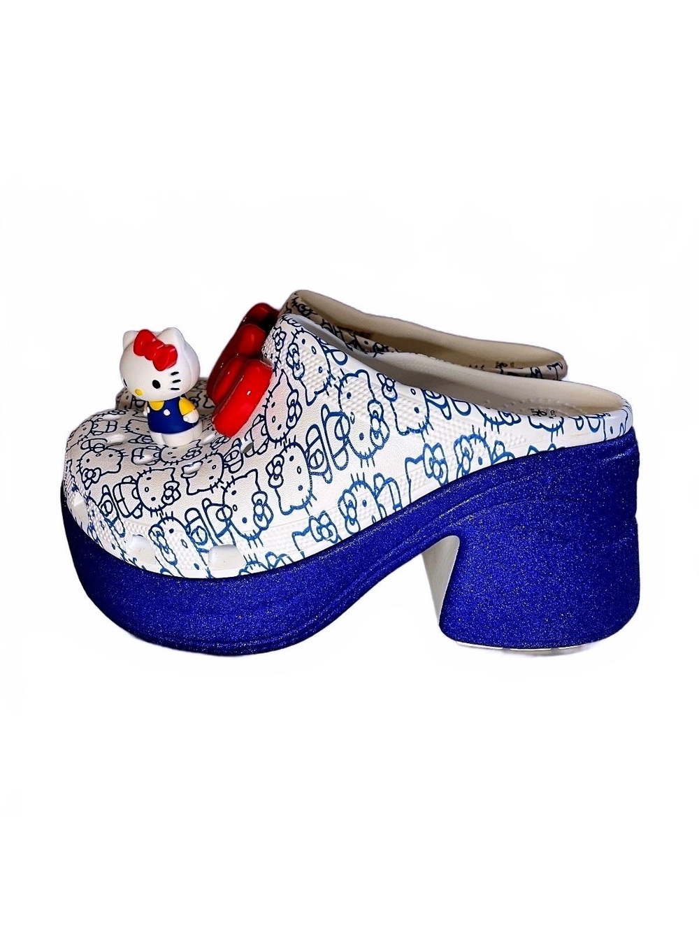 Crocs x Hello Kitty 50th Anniversary Siren Clog Blue Glitter Platform W9 - Picture 4 of 7